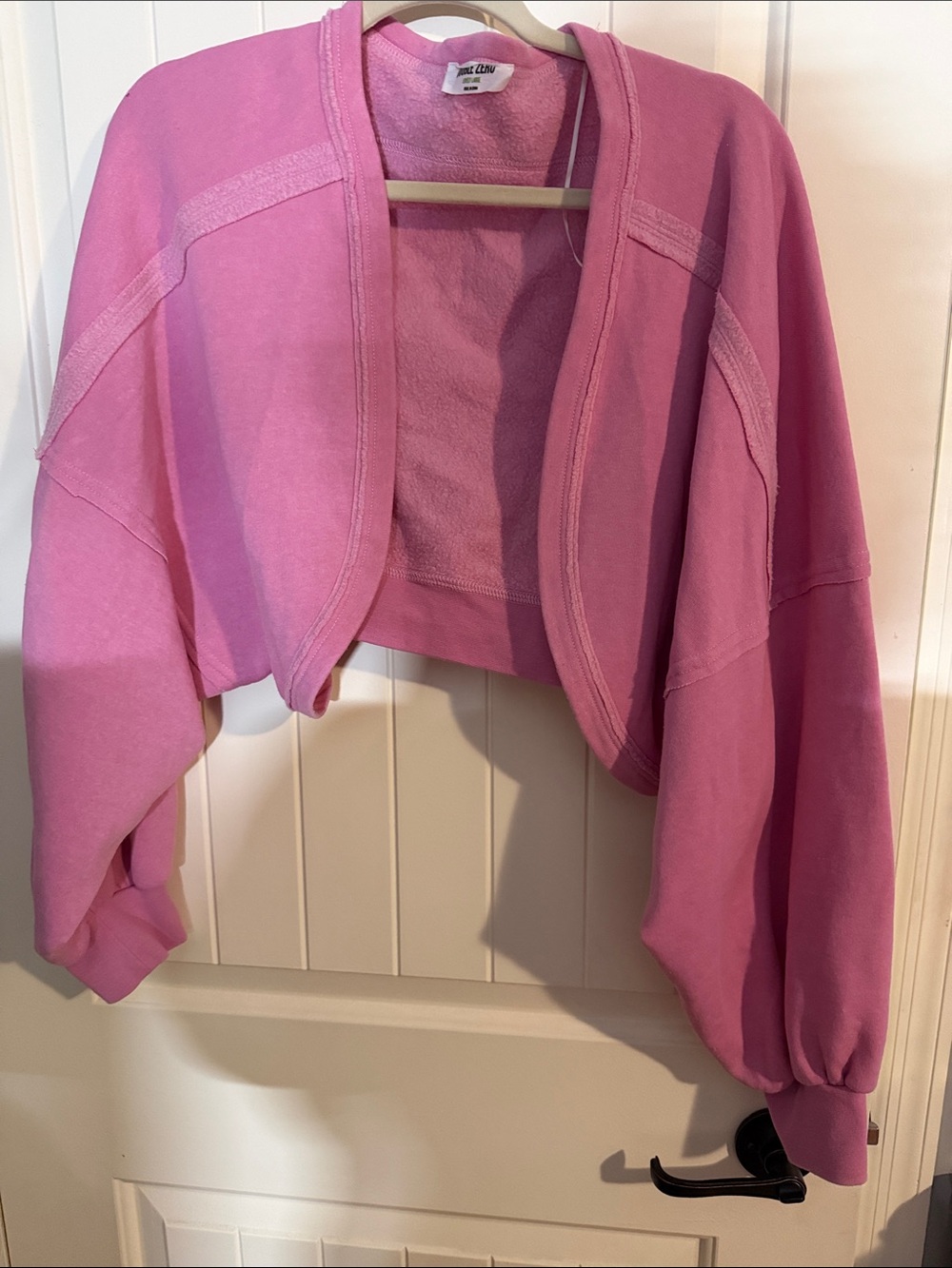 Double Zero Cropped Teddy Jacket in Bright Pink
